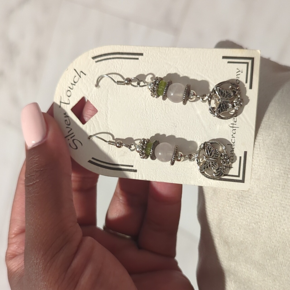 Handcrafted silver plated dangle earrings